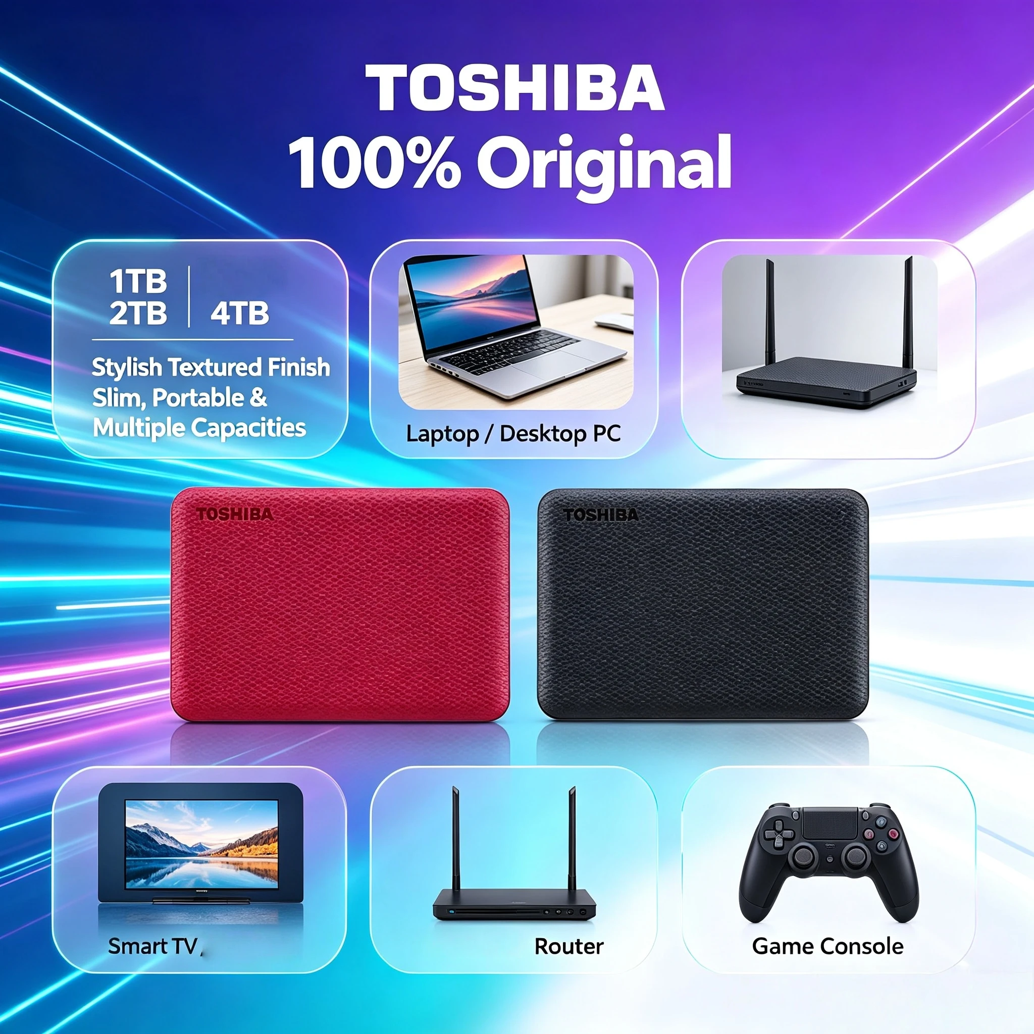 4TB 2TB 1TB Toshiba Canvio V10 USB 30 25 Inch Portable External HDD Hard Drive for Laptop Computer Storage Max System Use