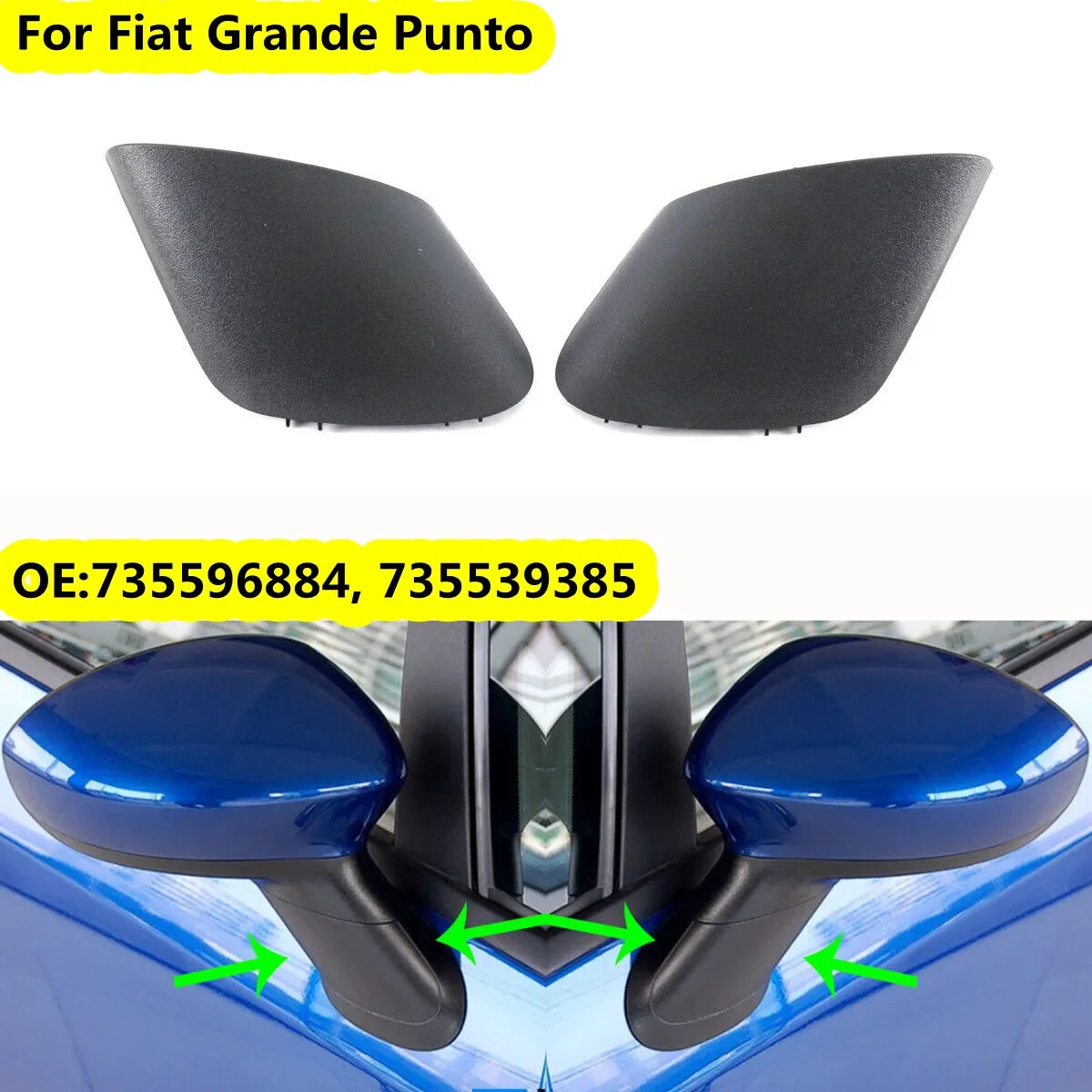 Rear View Mirror Cover Black Car Side Door Rearview Cap For Fiat Grand Punto 735596884 Rearview Mirror Screw Cap Cover