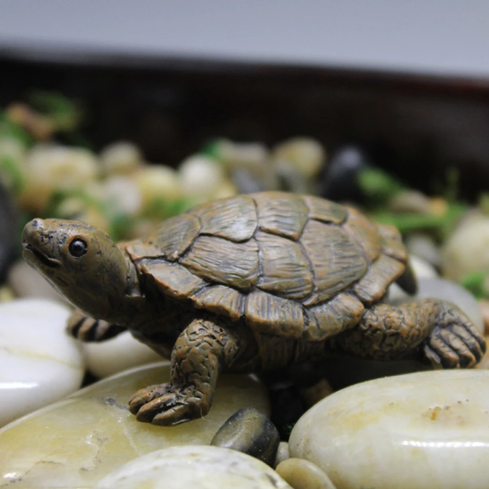 

5pcs Miniature Resin Statue Realistic Small Turtle For Kids Play Garden Decor Turtle Decoration Ornament