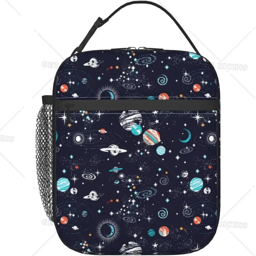 Space Koala Moon Insulated Lunch Bag, Reusable Portable Lunch Box for Office Travel, Meal Tote Bag for Women and Men