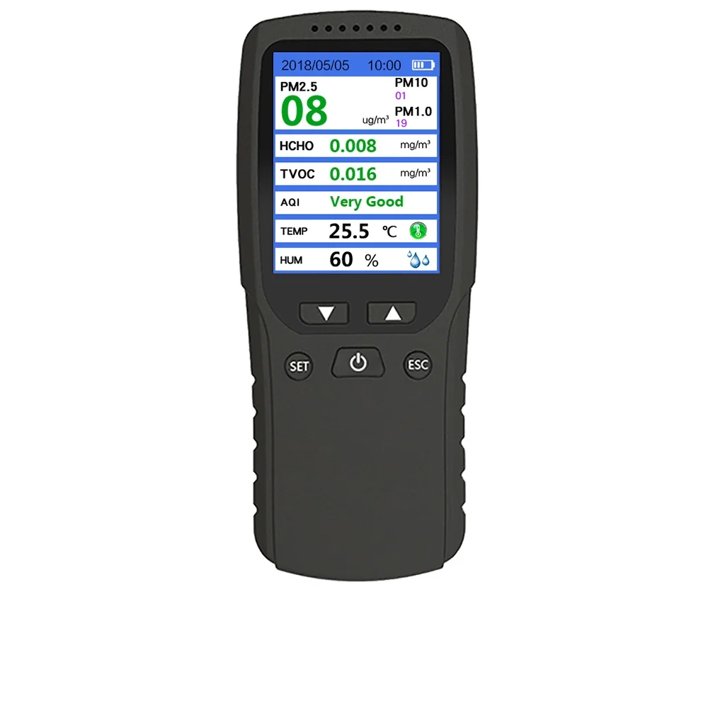 Latest High-Precision New Portable Air Quality Detector TVOC HCHO Sensor Tester Tracks PM2.5 Haze Dust Meter for Gas Detection