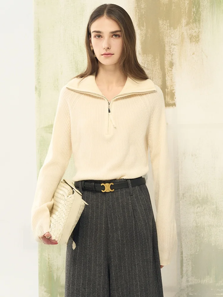 

Lightweight Comfortable Woolen Knitted irt Collar Flip Women's Faion Spor Sle 00 Pure Wool Liang Town LD·OJ