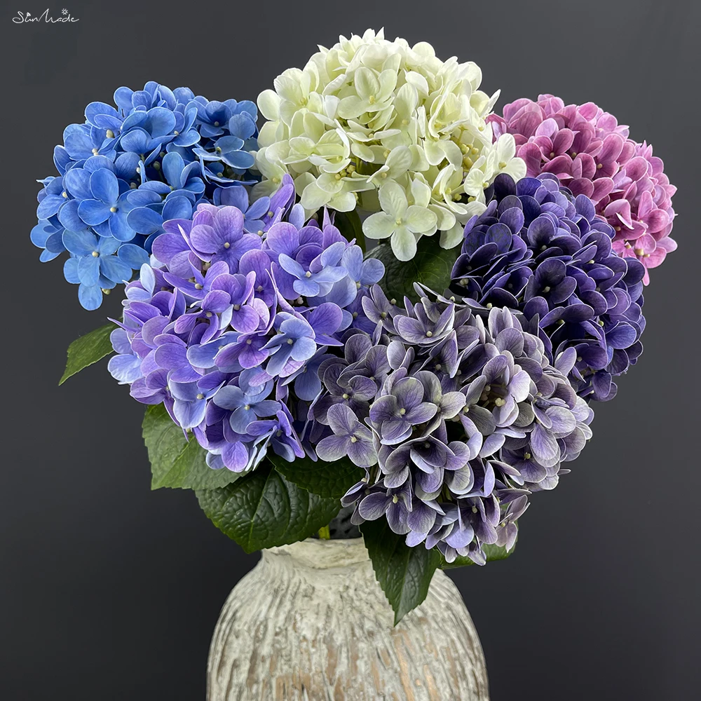 SunMade Luxury Magic Moist Hydrangea Real Touch Artificial Flowers Home Decor Wedding Decoration Christmas Flores Artificiales