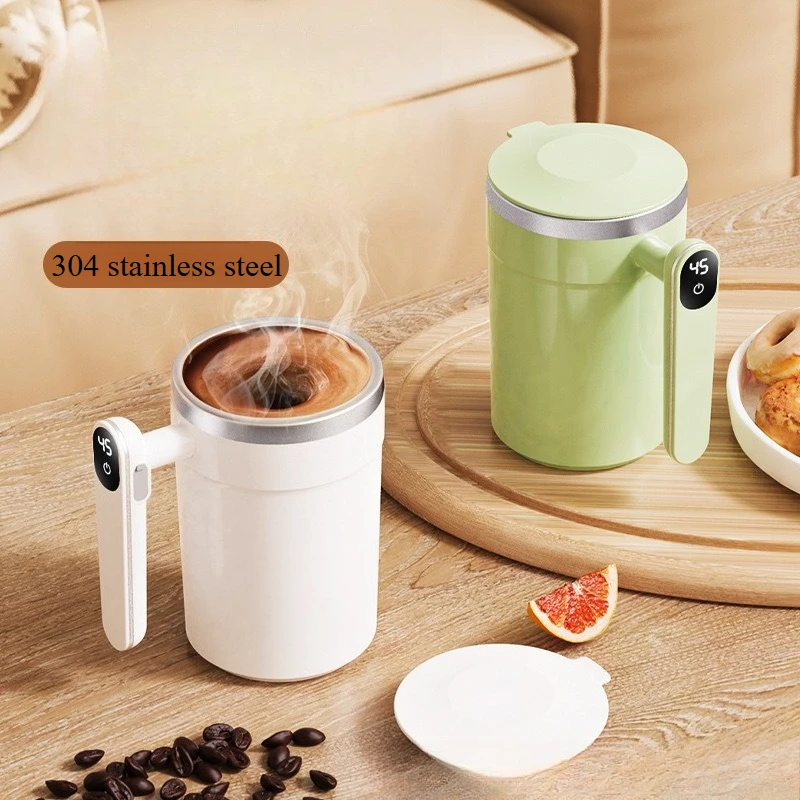 Intelligent Temperature Measuring Magnetic Stirring Coffee Cup USB Rechargeable Automatic Detachable Mixing Mug Warm Coaster