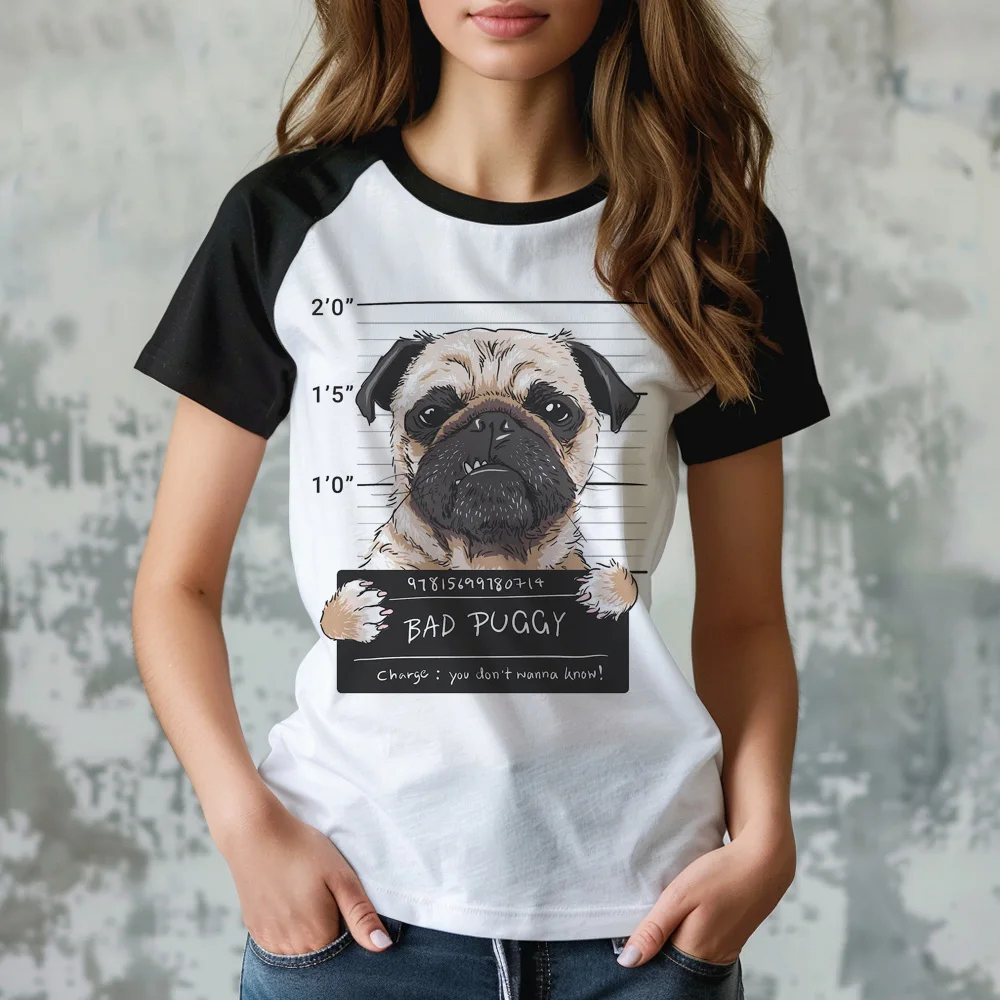 Pug t-shirts women funny designer manga Tee girl funny graphic harajuku clothing