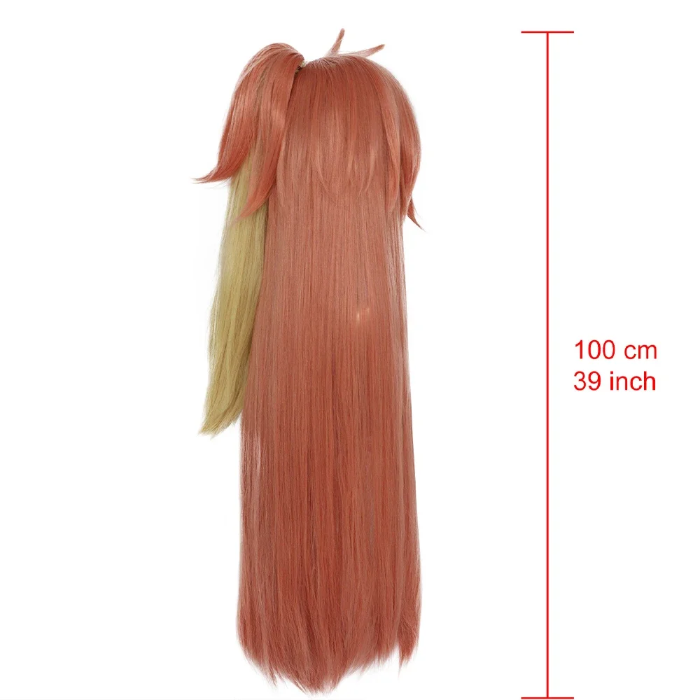 Long Straight Synthetic Ombre Orange Blonde Wig Anime Game Cosplay Fluffy Heat Resistant Wig for Daily Party