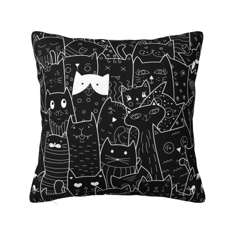 Custom Modern Suspicious Cats Pattern Cushion Cover for Sofa Polyester Pillow Case