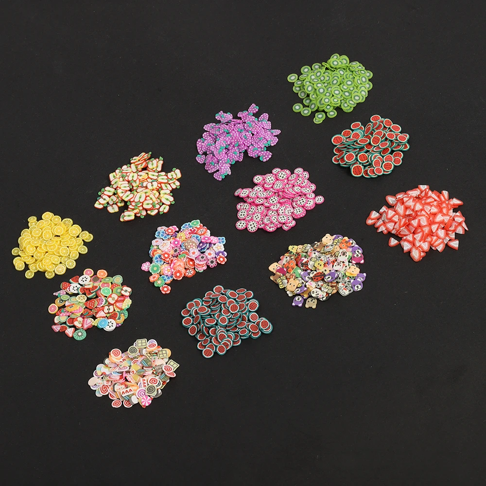 About 1000pcs/bag Small Animal Fruit Soft Pottery Pieces for DIY Epoxy Jewelry Filling Nail Art Decoration Accessories image 2