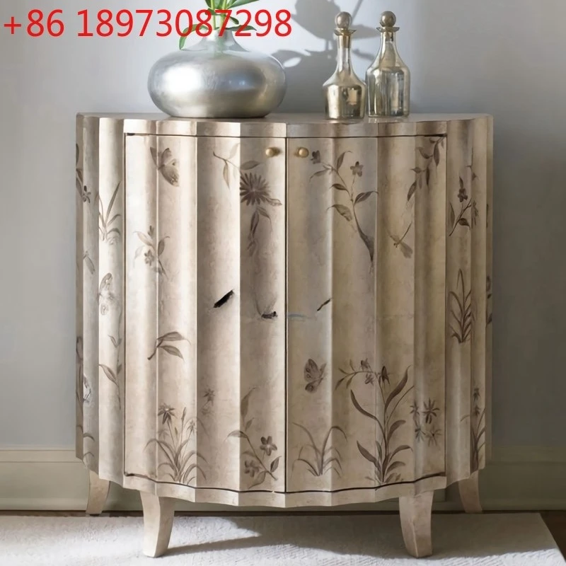 

Высококачественный американский светлый роскошный дверной шкаф, французский декоративный шкаф из массива дерева, ручная роспись