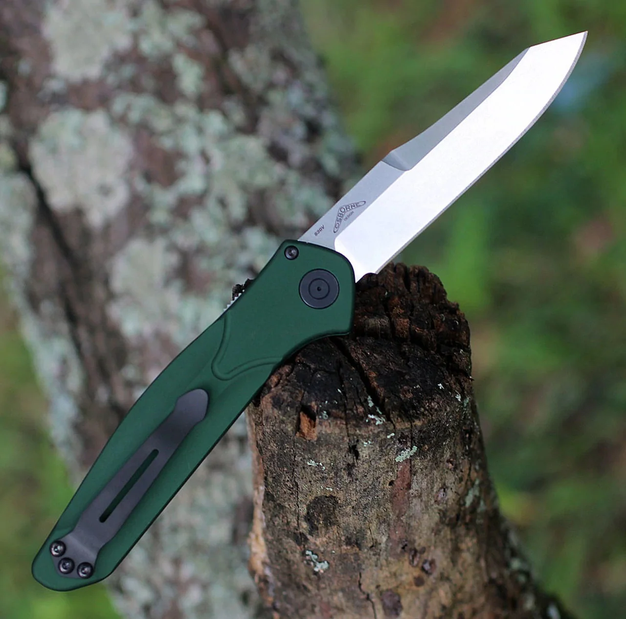 BM 9400BK Osborne Folding Knife Tactical Pocket Knife 3.4\\ S30V Black Plain Blade, Green Aluminum Handles Tactical EDC Knives