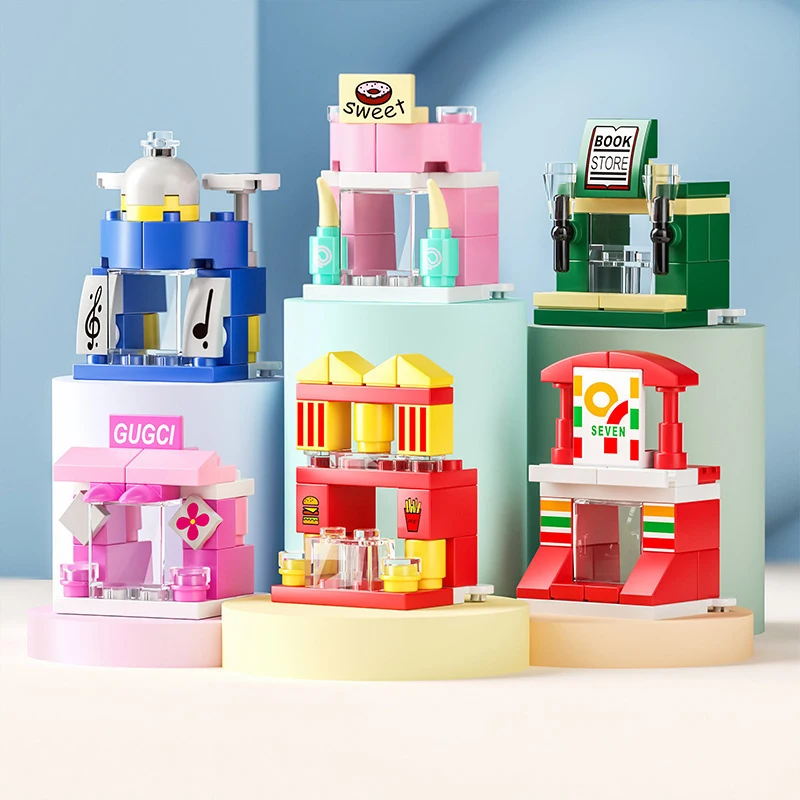Mini City Vehicle Building Blocks Set DIY Police Car Fire Truck Helicopter Crane Truck Armored Vehicle Model Bricks Toys for Kid - view 3