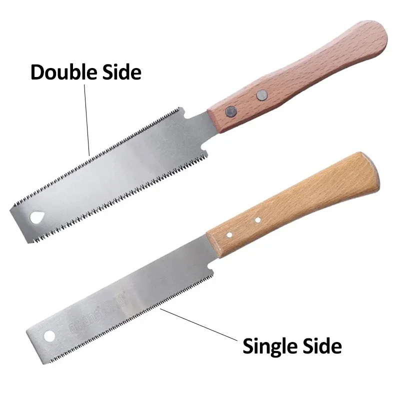 Wooden Handle Small Saw Non-slip Pull Flush Cut Handsaw Wood Working Cutting Tool Single/Double Sided Saw Garden Pruning Tool