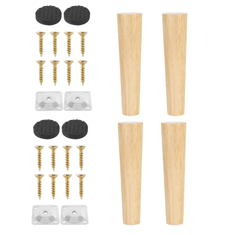 

Wooden Furniture Legs Round Wood 4pcs Sofa Replacement Legs Solid Wood Turned Spindle Bun Feet With Screw Mounting Plate For