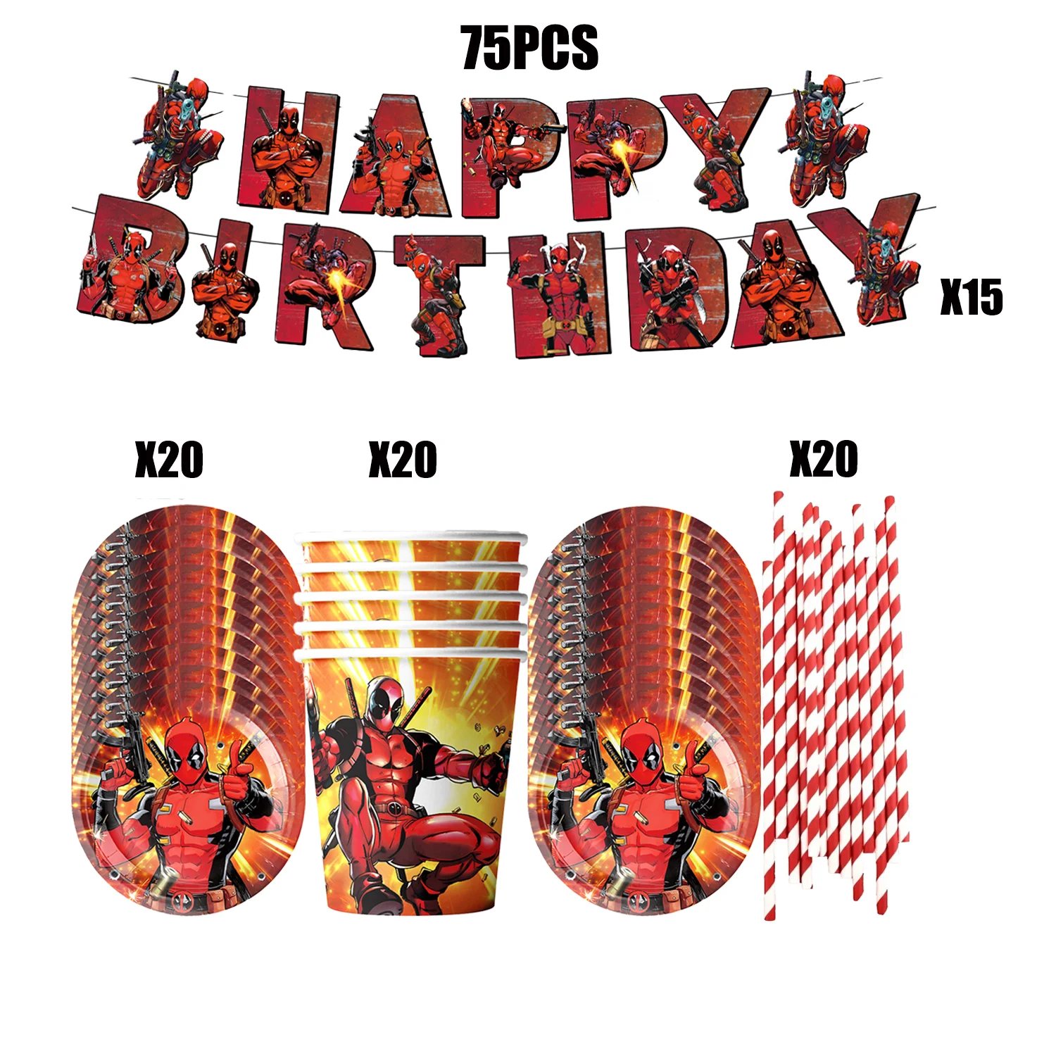 TAKARA TOMY Neue Deadpool Geburtstag Party Dekoration Superhero Geschirr Tischdecke Teller Tasse Kuchen Topper Kinder Jungen Gefälligkeiten Party Supplies 4