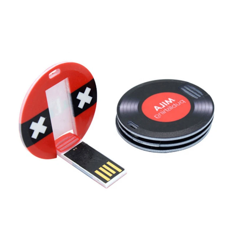 10PCS/LOT Custom Promotional Gift ABS Plastic Material Full Color Logo Printing Round Circle Shape Card Usb Flash Pen Drive