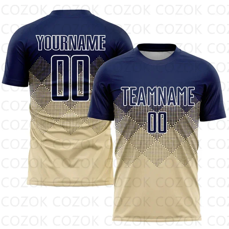 Customized Blue Dark Two-color splicing Football Jerseys for Men Unisex Football Short Sleeves Athletic Tee Shirts