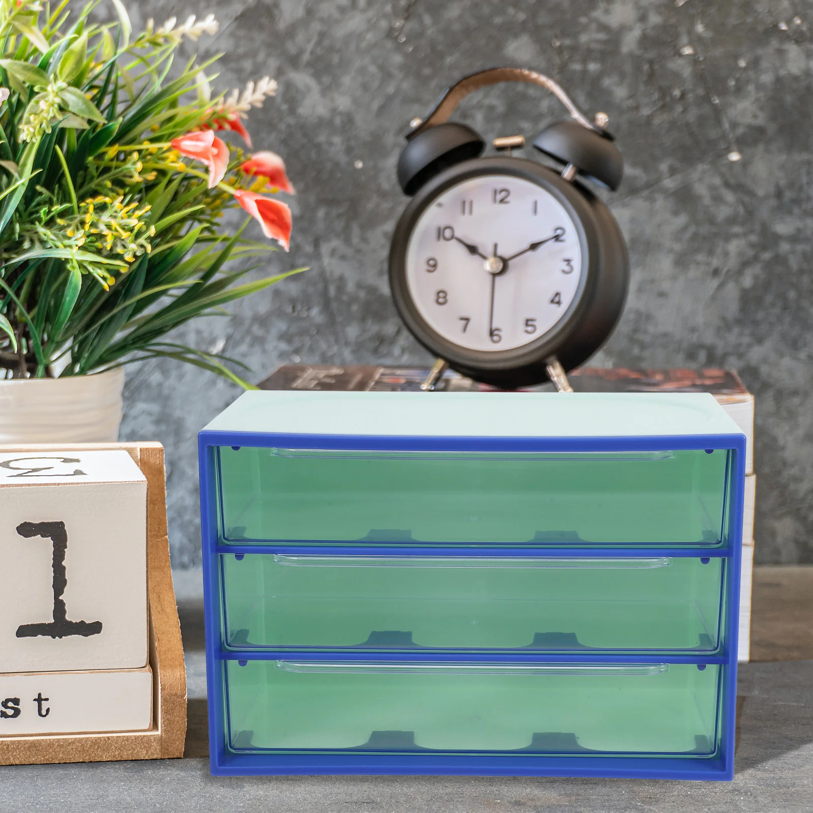 

Three-layer Drawer Storage Box Plastic Desktop Organizer Office Drawers with Convenient