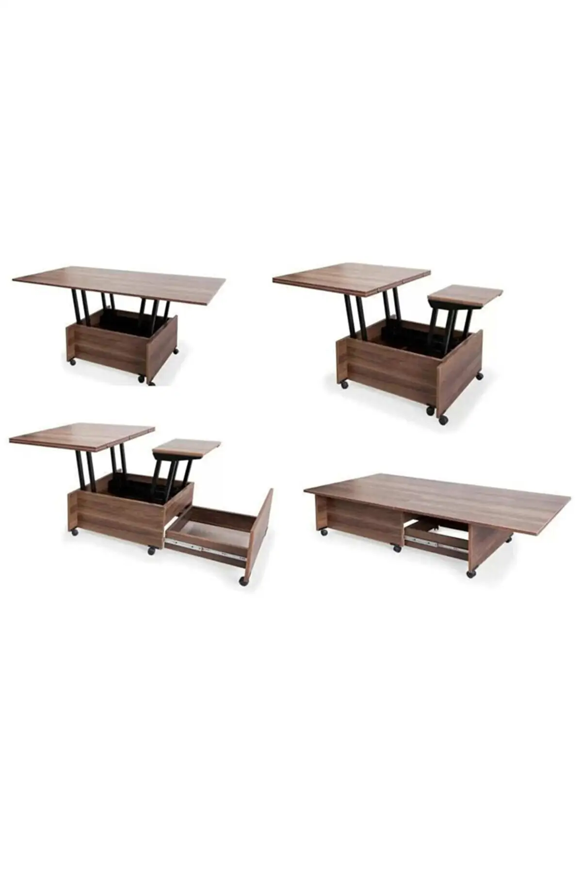 

DOLBOVI Smart Coffee Table Magic Coffee Table Center Table Sofralı Dining Table Wheel And Drawers Multi-Purpose Walnut Coffee Table