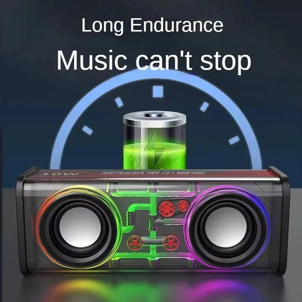 V8 مكبر صوت ميكا شفاف بلوتوث 5.3 لاسلكي باس مضخم صوت غشائي صندوق الصوت الموسيقى TWS ستيريو مكبرات الصوت LED مكبر الصوت