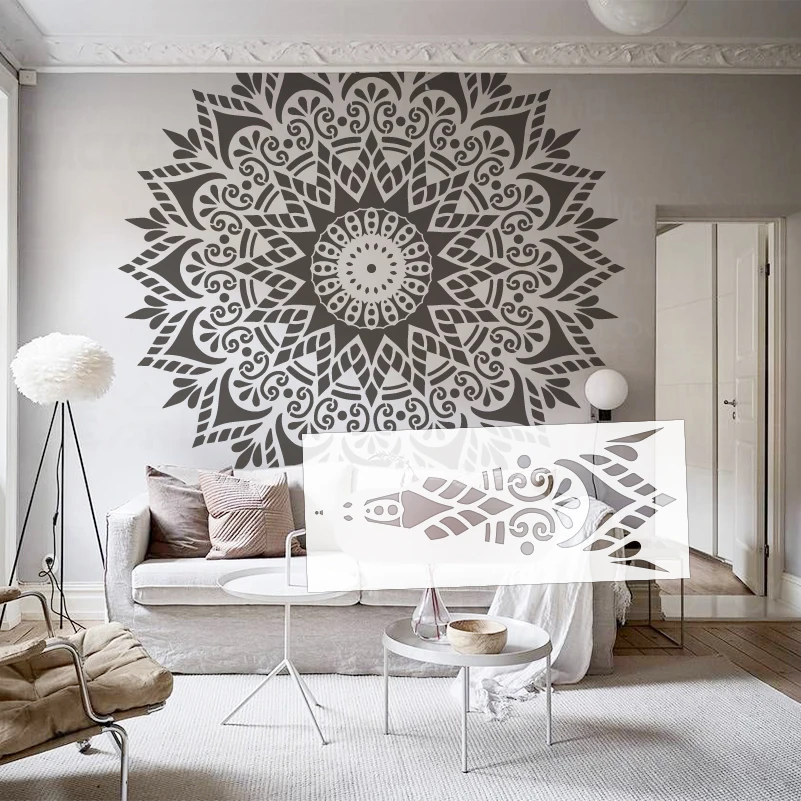 140cm - 220cm Stencil Wall For Painting Template Furniture Makers Decorative Plaster Decor Brick Giant Mandala Huge Round S387