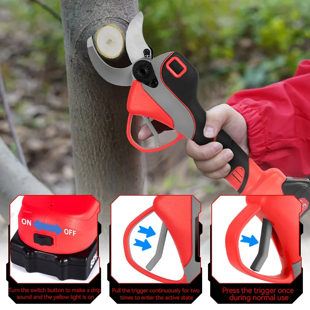 ONEVAN 브러시리스 전기 가지 치기 가위, 무선 가위, LED 전기 나뭇 가지, 정원 커터, 마키타 18V 배터리용, 50mm