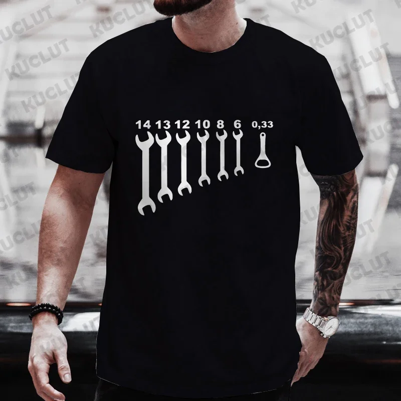 Men T-Shirts Vintage Screw Wrench Opener Mechanic Tops Car Fix Engineer Tee Short Sleeve Funny Graphic T Shirts Male Y2k Clothes