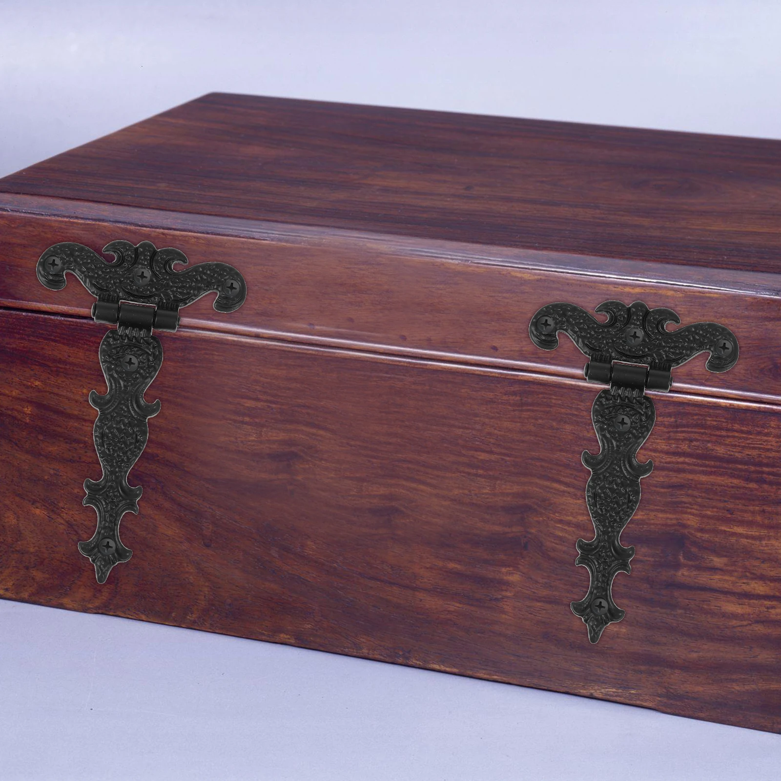 

4 Pcs Wooden Box Gift Accessories Black Hinges Retro European Style Zinc Alloy Durable Decorative Furniture Hardware