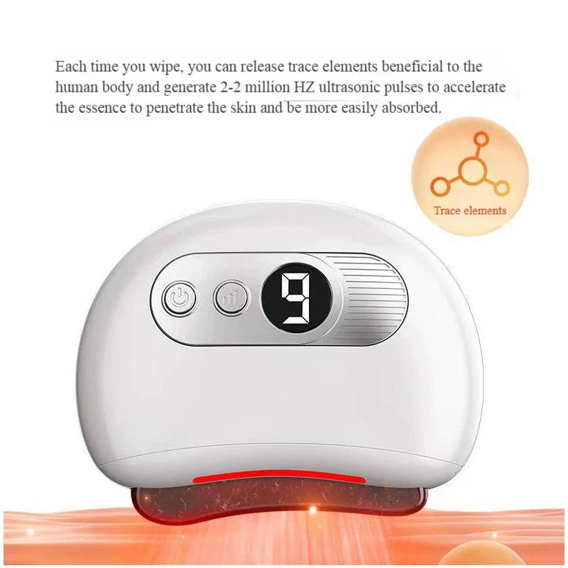 Heated Bian Stone Gua Sha Tool, Smart Electric Mini Massager for Facial & Neck Meridians, Portable with Heat Therapy