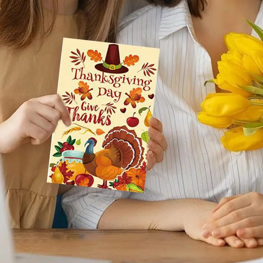 Harvest Festival Card Vintage Fall Thankful Greeting Cards Set with Envelope Seal Stickers Retro Autumn Harvest Note for Wedding