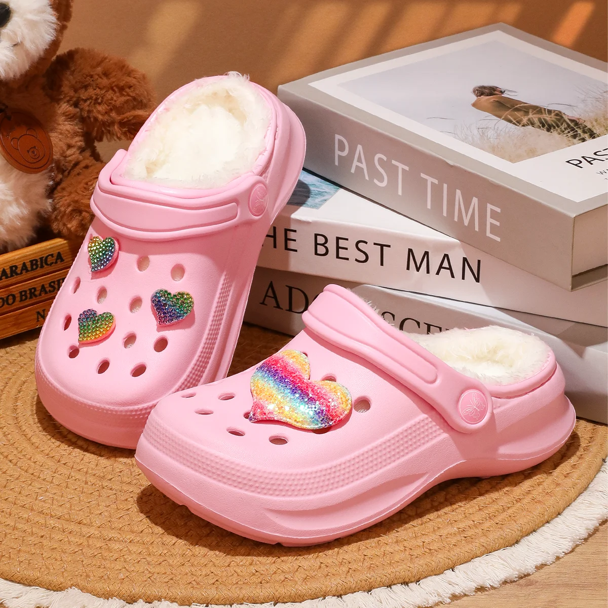 Kinder-Clogs und -Mules mit Fellfutter, leichte Garten-Schuhe mit Baumwollfutter, warme Hausschuhe für Jungen, Mädchen und Kleinkinder, 168. – Detail 13