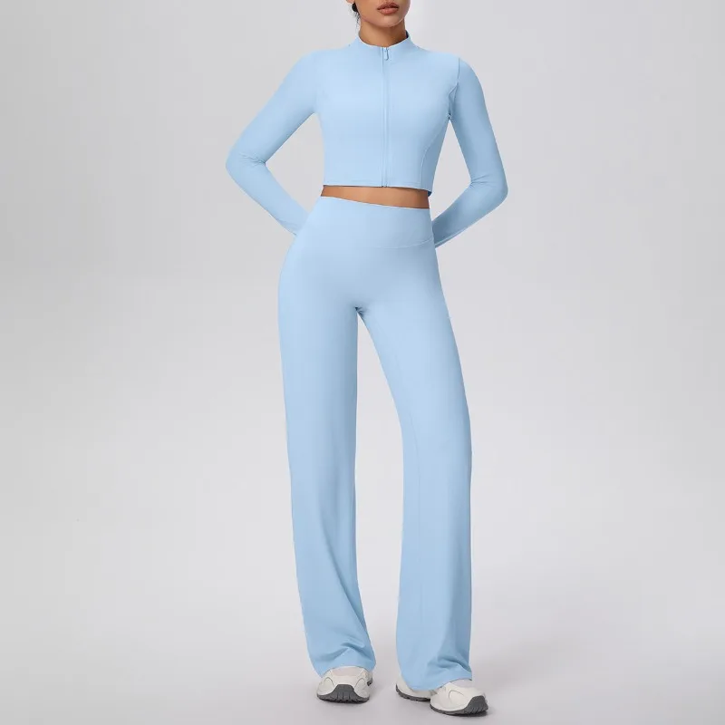 

Новый женский комплект для йоги Cloud Feel, быстросохнущая куртка на молнии с высокой талией, прямые брюки, повседневный спортивный комплект для бега на открытом воздухе, фитнеса