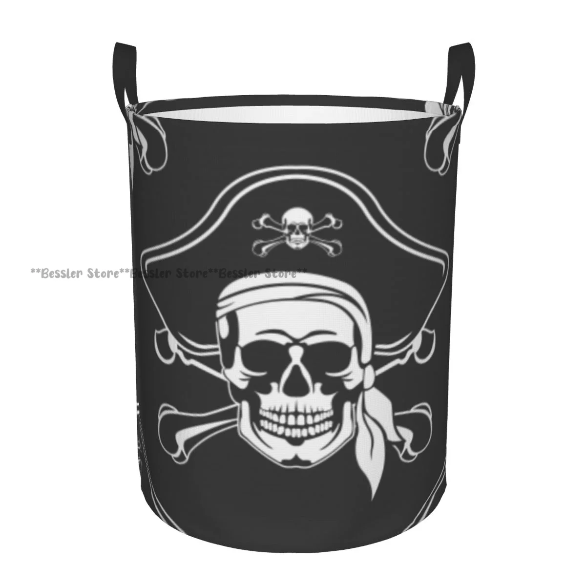 Dirty Laundry Basket Roger Pirate Skull Folding Clothing Storage Bucket Home Waterproof Organizer