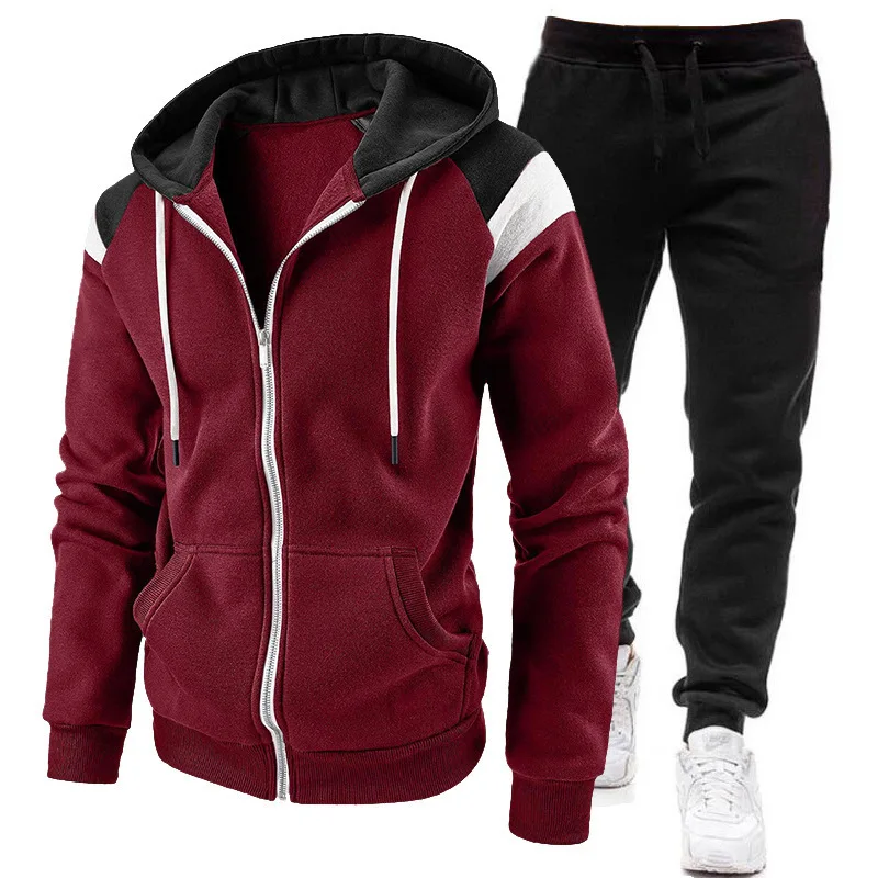 

2 Piece Set Men's New Men's Sets Men's Sweatshirt Sport Set Autumn Winter Hooded Zipper Jogging Winter Clothes Man Men's Fashion