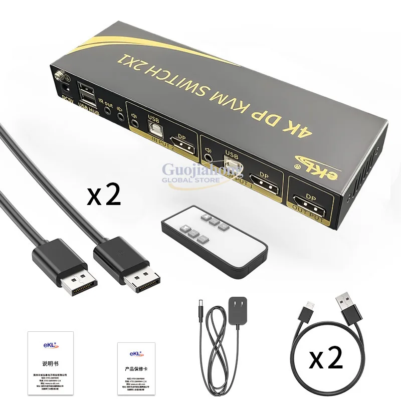 

EKL-21DP DP KVM switcher Two in and one out Displayport h&igh definition switcher 4K@60Hz