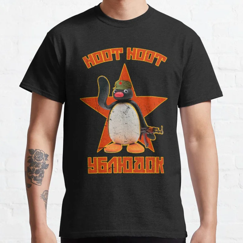 

Comrade Pingu - noot noot - Funny Animals meme gift T shirt for men Large size Tops S-6XL 100% cotton printed Clothes