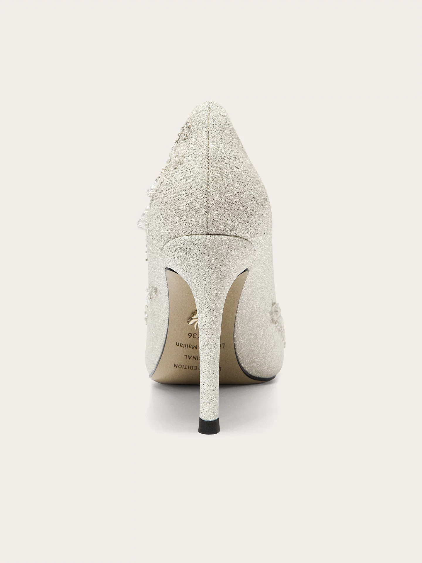 Autumn new pointed sequin rhinestone pearl embroidered wedding shoes, banquet large size small size slim high-heeled women shoes