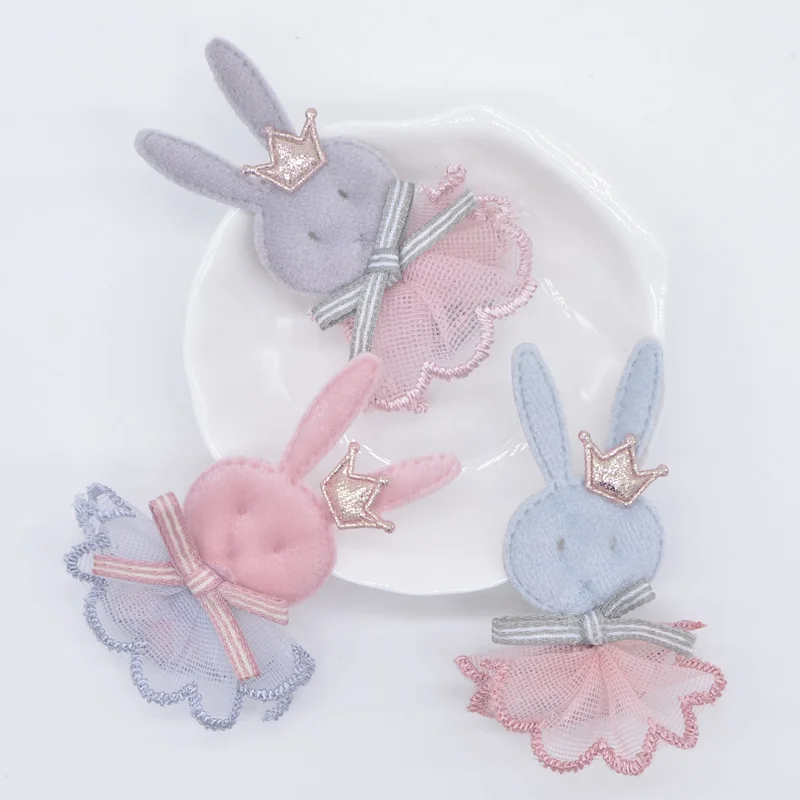 10Pcs Cute Rabbit Mesh Skirt for DIY Clothes Hat Socks Gloves Shoes Decor Patches Fabric Sewing Headdress Accessory Applique