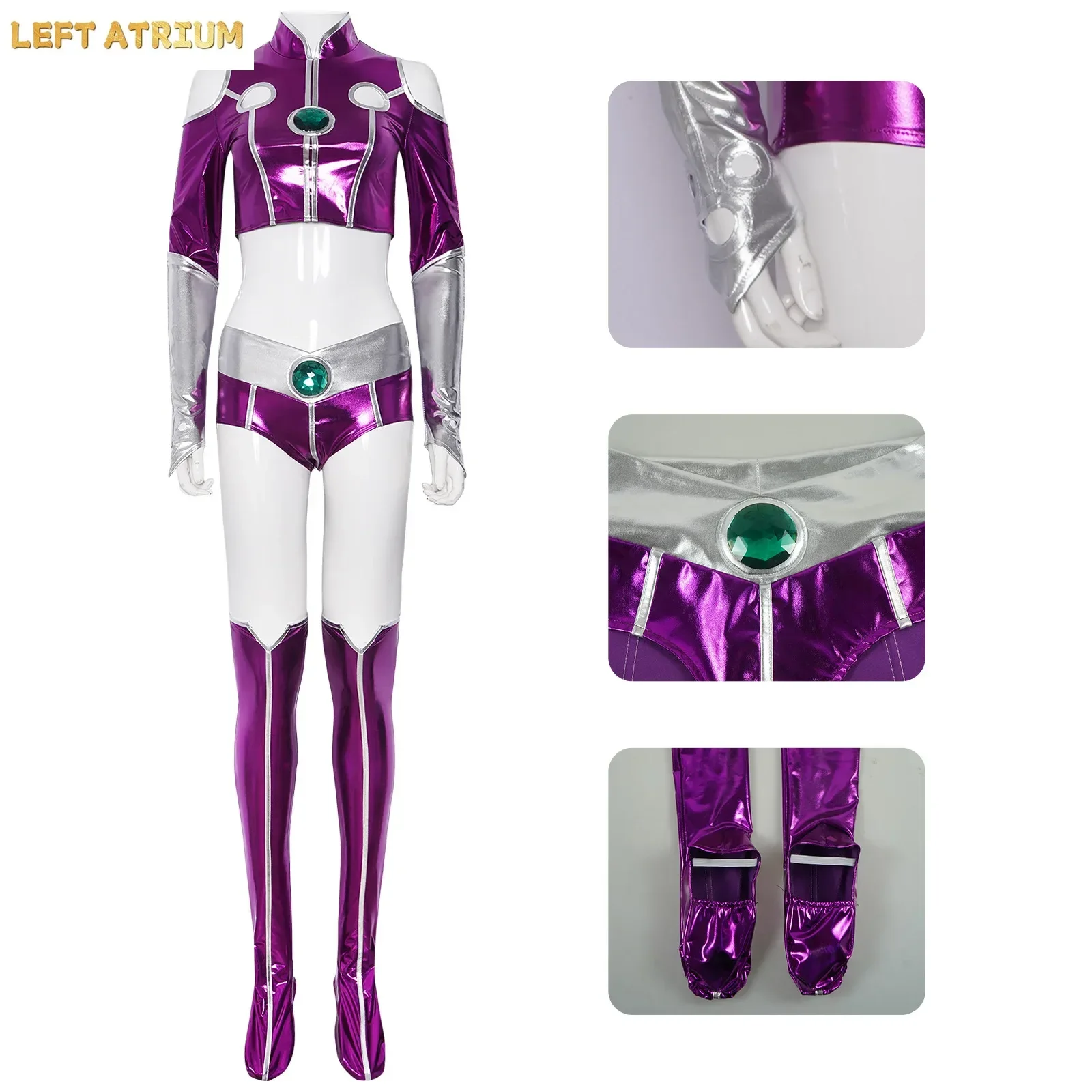 

Anime Teen Titan Starfire Zentai Sexy Spandex Suit Purple Women Halloween Cosplay Costume Sexy Purple Bodysuit For Woman