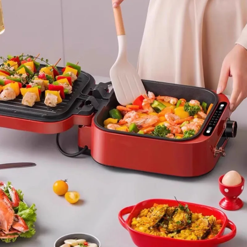 Monda متعددة الوظائف مقلاة خبز كهربائية التدفئة الكهربائية هوتبوت الشواء مقلاة المنزلية مزدوجة الوجهين التدفئة الطبخ Po