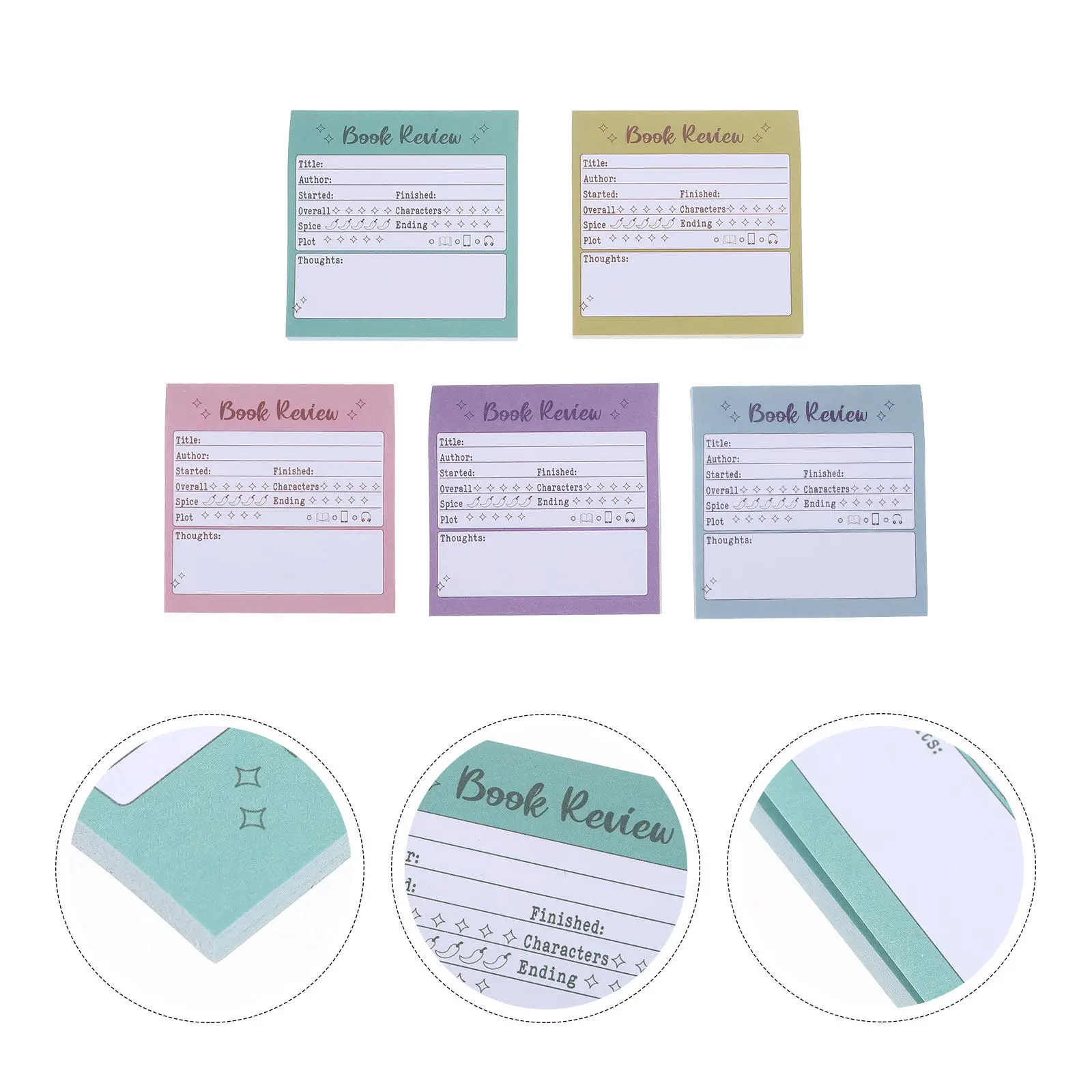 

Набор из 5 цветных самоклеящихся блокнотов для заметок, мини-закладок для книг, журналов, трекеров, дневников чтения, клейких стикеров для читателей