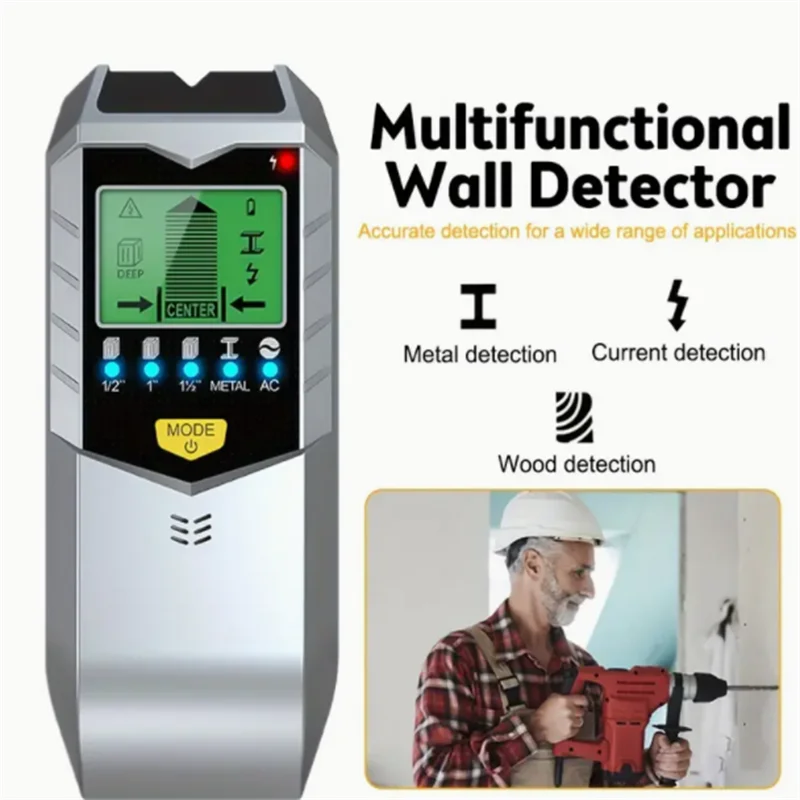 5-in-1 Wall Scanner Metal, Stud & Wood Detector with LCD Electronic Digital Display for Safe Drilling