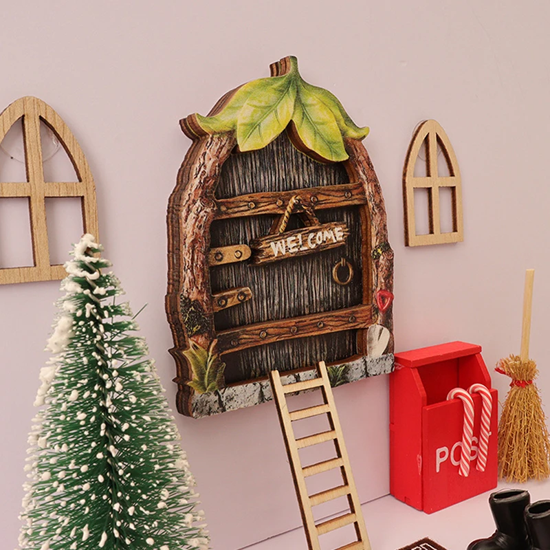 23Pcs/Set Mini Retro Elf Gate Model Christmas Sleigh Pocket Door Ornaments Miniature Scene Xmas Kids Toys DIY Decora