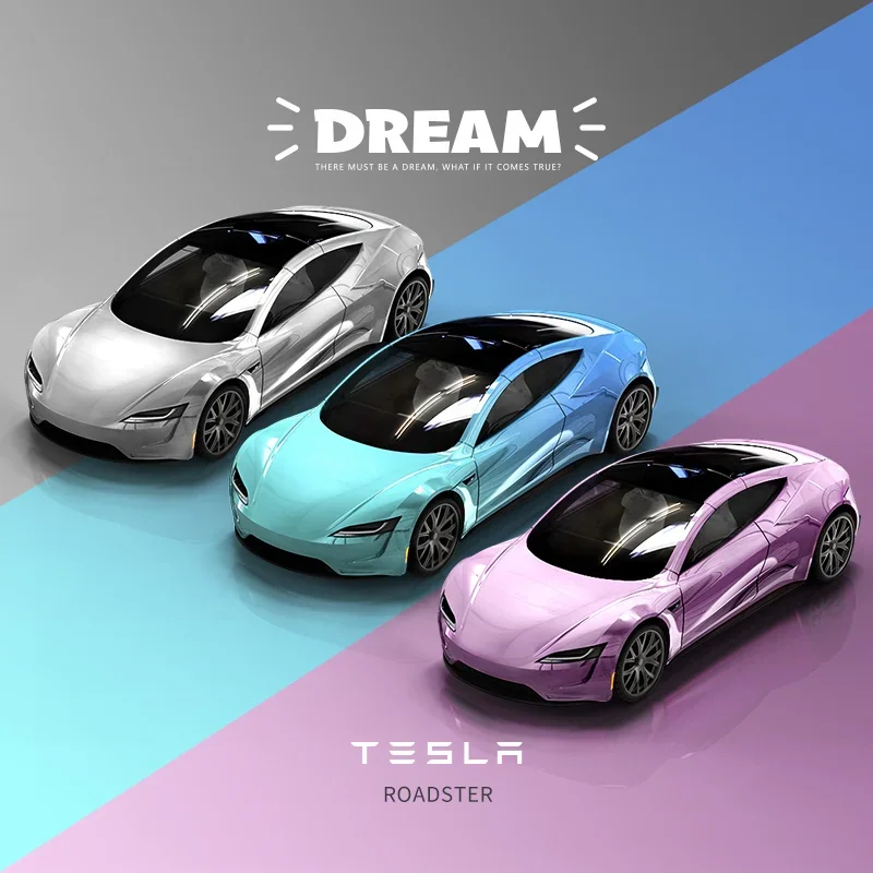 

TM 1:64 Roadster Super Electric Vehicle Gemstone Silver Blue Pink Alloy Diorama Car Model Collection Miniature Carros Time Micro