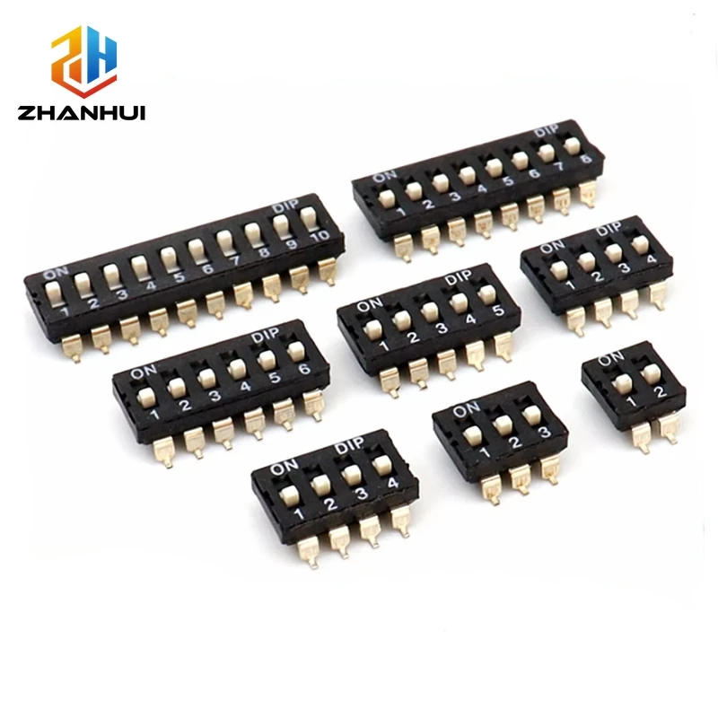 5Pcs/Lot 2.54mm SMD DIP Switch KM‑01 KM Series Gold Plated Pin 2/3/4/5/6/8/10Pin Patch Switch PCB Board Adjustable Toggle Switch
