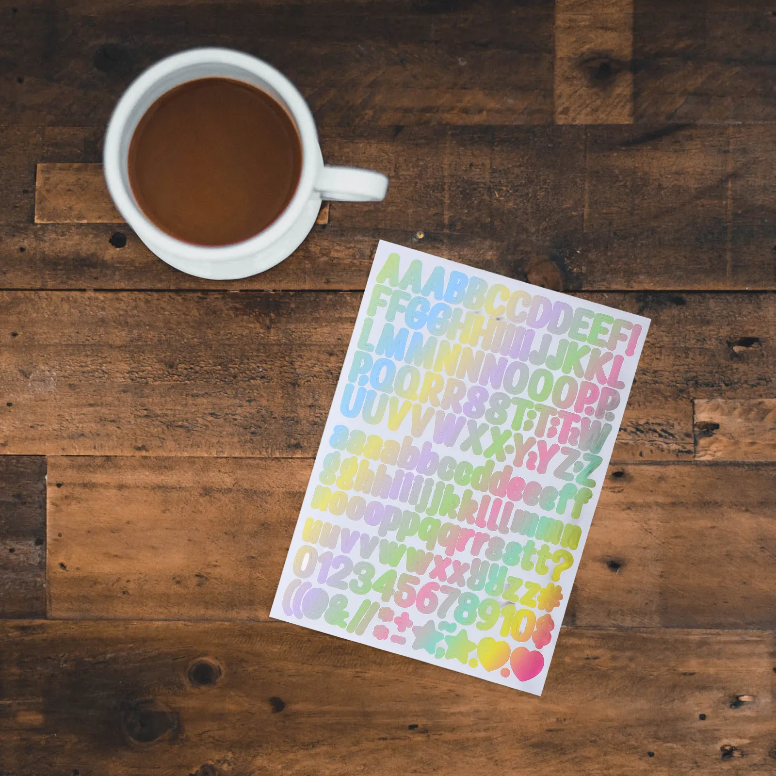 10Pcs Alphabet Number Stickers Gradient Adhesive Vinyl Letters Scrapbook Planner Craft Decorative Labeling