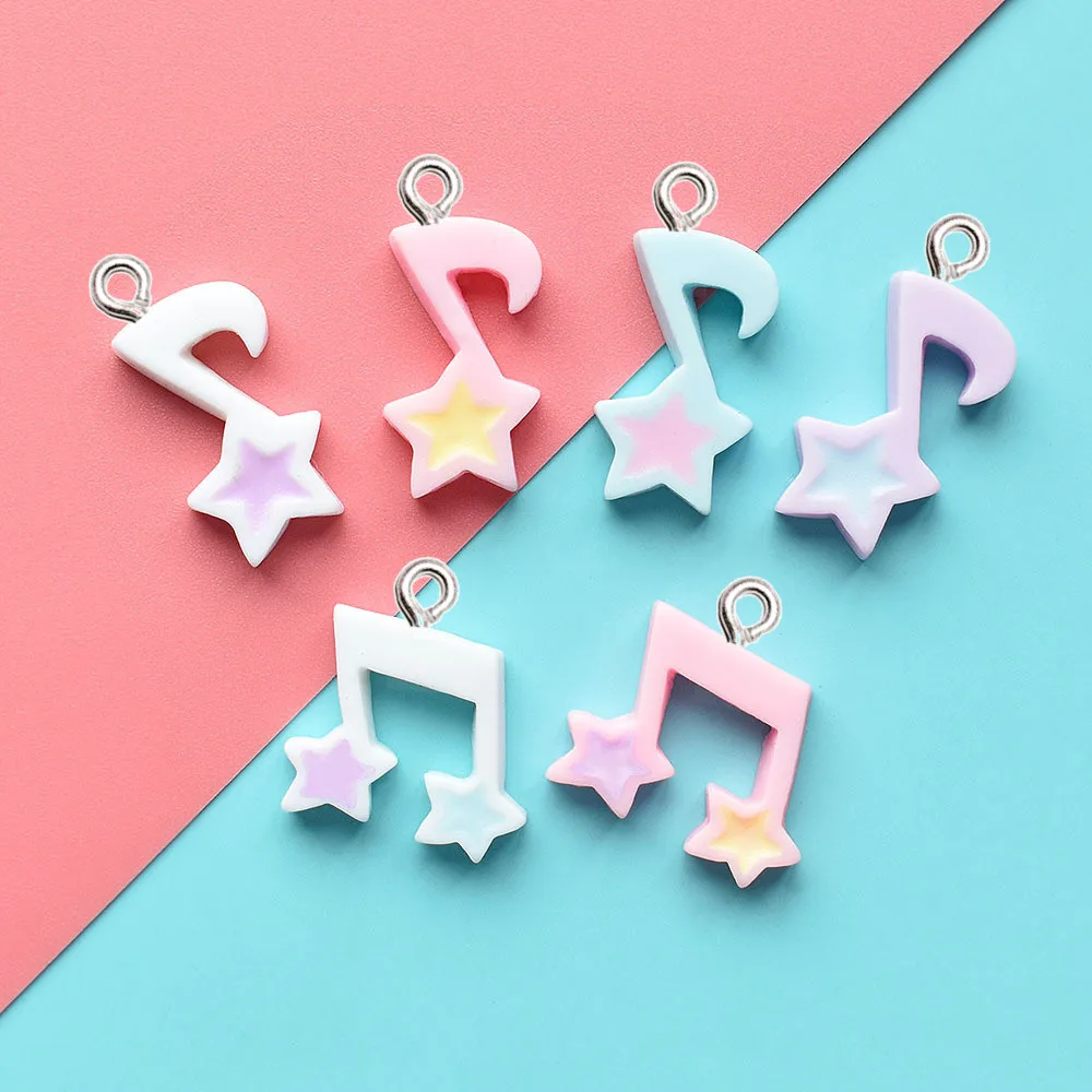 10Pcs Kawaii Star Musical Note Resin Charms DIY Handmade Earring Necklaces Jewelry Making Accessory Garment Bag Keychain Pendant