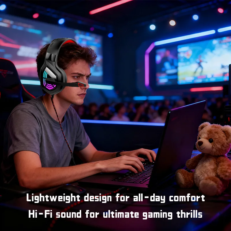 소음 제거 마이크가 장착된 G7 게임용 헤드셋 서라운드 사운드 게이머용 유선 LED 조명 스테레오 SVirtual 서라운드 베이스 이어폰