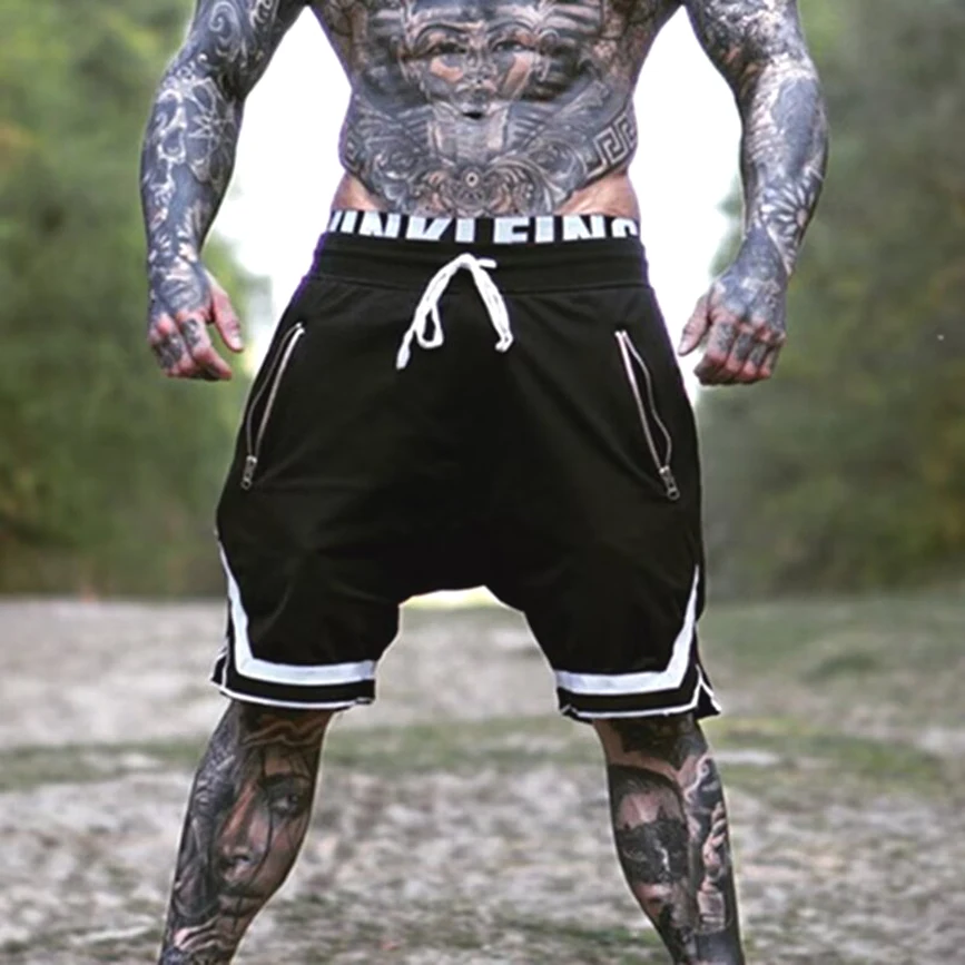 

Мужские шорты из ледяного шелка, быстросохнущие, 5 дюймов, для баскетбола, бега, фитнеса, тренировок, повседневные, с разрезом до середины бедра, летние