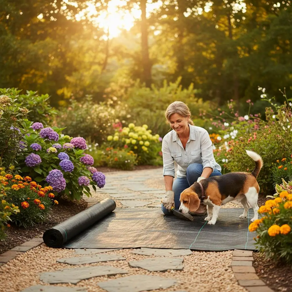 Heavy Duty Ground Cover 3FTx50FT For Garden Bed Flower Border Driveway Edging, 3.2OZ Woven Geotextile High Permeability Weed