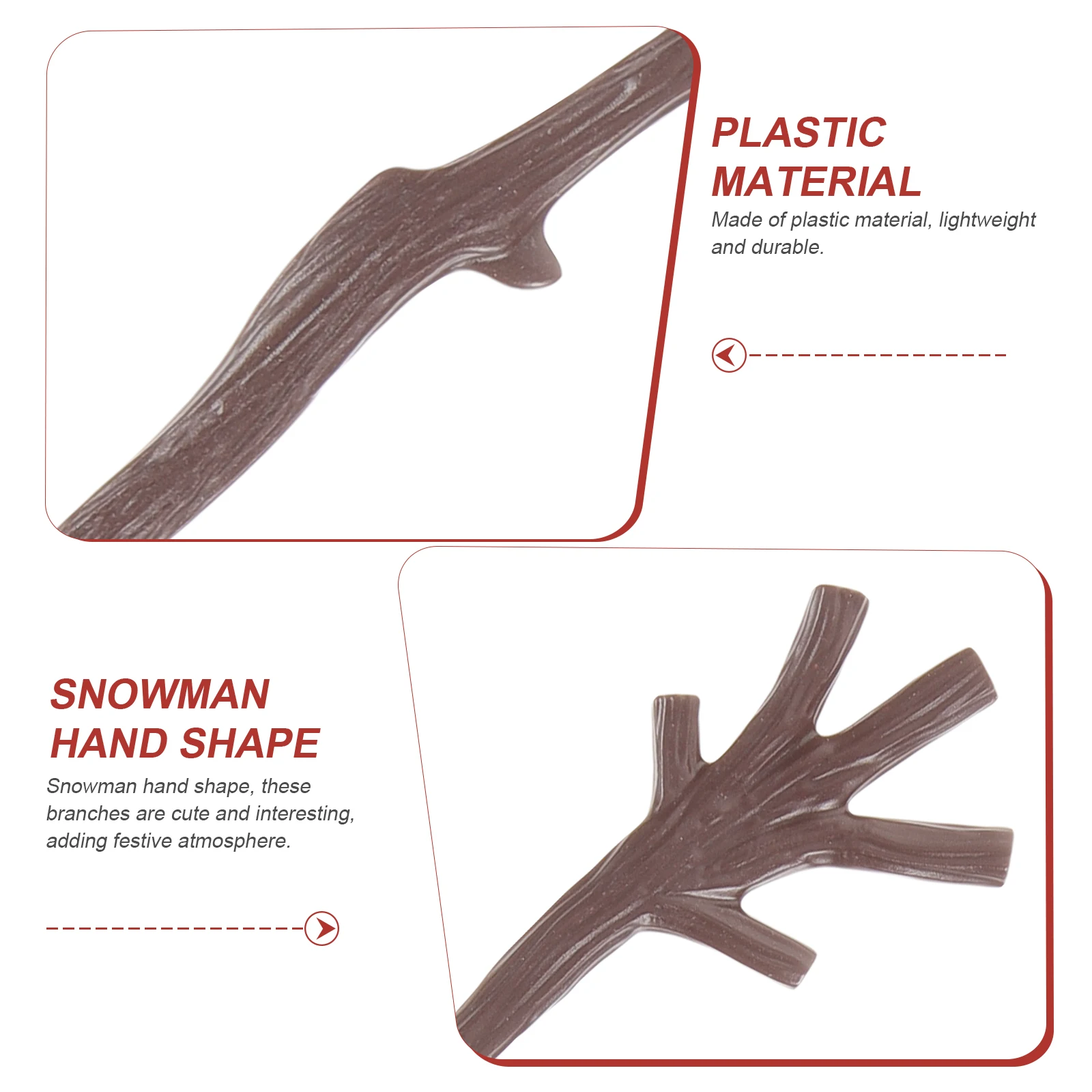 

100pcs Christmas Snowman Hand Artificial Branches Diy Decor For Home Party Hotel Xmas Plastic Antler Branches Craft Supplies